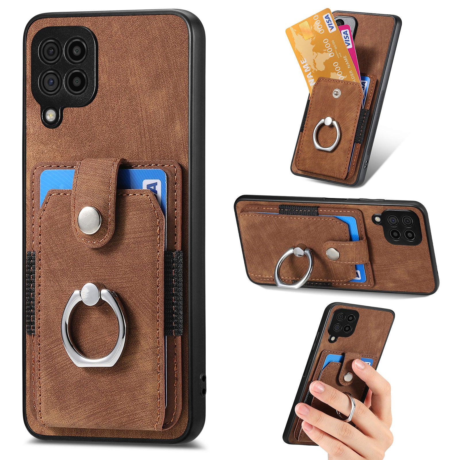 Kickstand Phone Case for Samsung Galaxy A22 4G (EU Version) Anti-Drop PU Leather TPU PC Cover with Card Holder Kickstand Phone Case for Samsung Galaxy A22 4G (EU Version) Anti-Drop PU Leather TPU PC Cover with Card Holder